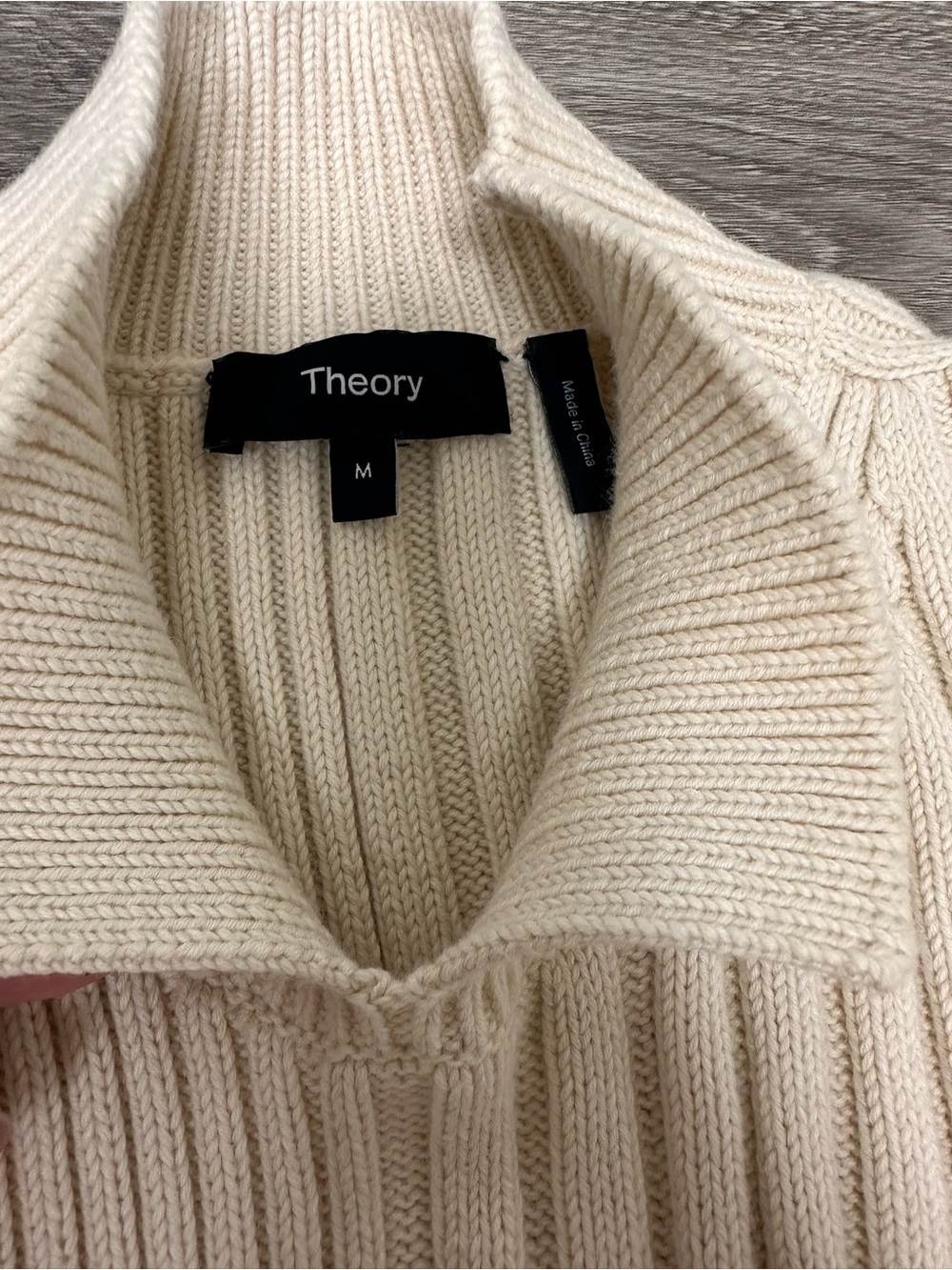 Theory Cream Ribbed Turtleneck Sweater vest